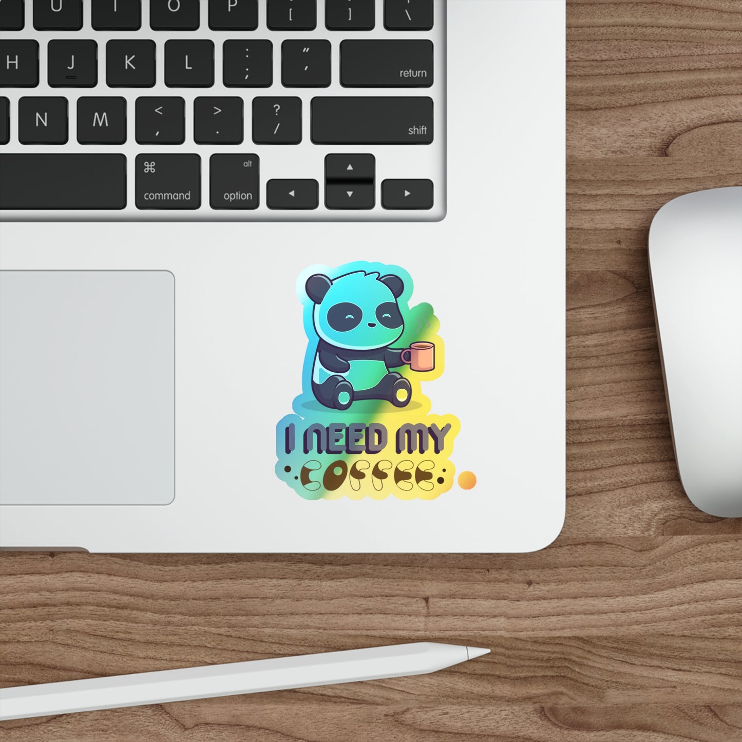 Coffee Panda Hologram Sticker