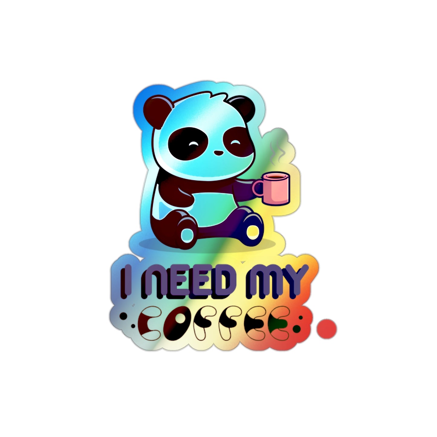 Coffee Panda Hologram Sticker