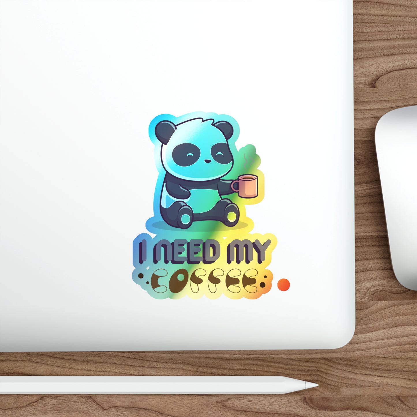 Coffee Panda Hologram Sticker