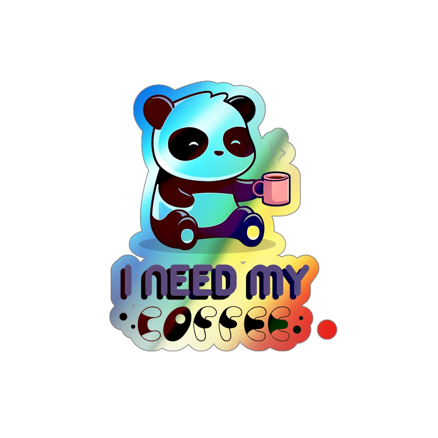 Coffee Panda Hologram Sticker